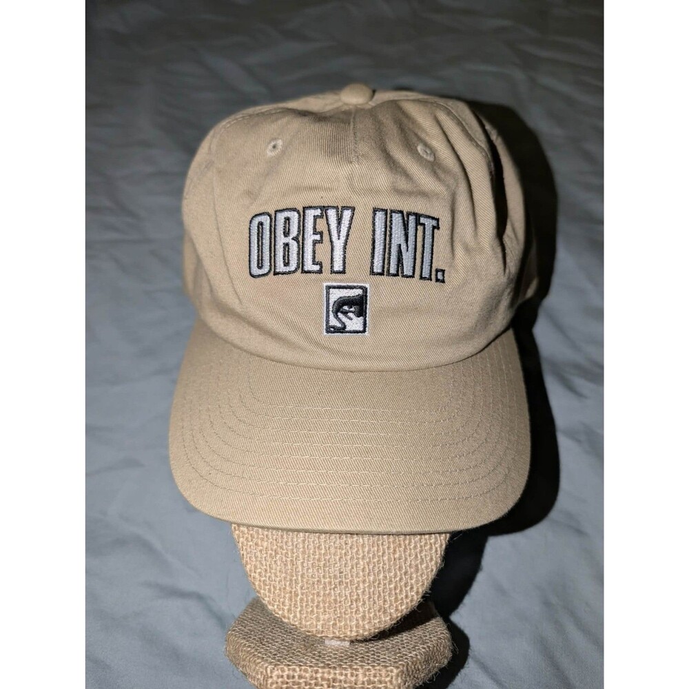 OBEY International Propaganda Tan Strap Back Adjustable Embroidered Cap